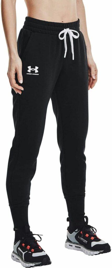 Under Armour Women's Rival Fleece Joggers open hands pockets